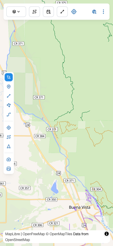 Vertical toolbar on the left edge of the map showing ten icons stacked from top to bottom.