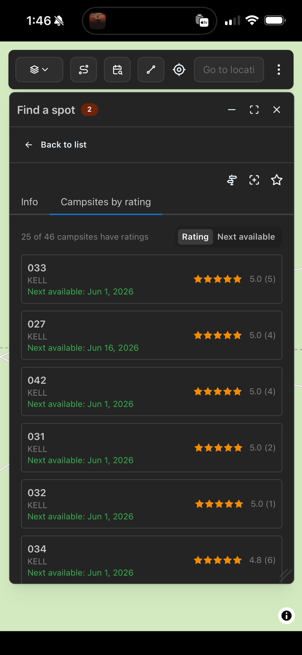 Best sites first — Campound screenshot