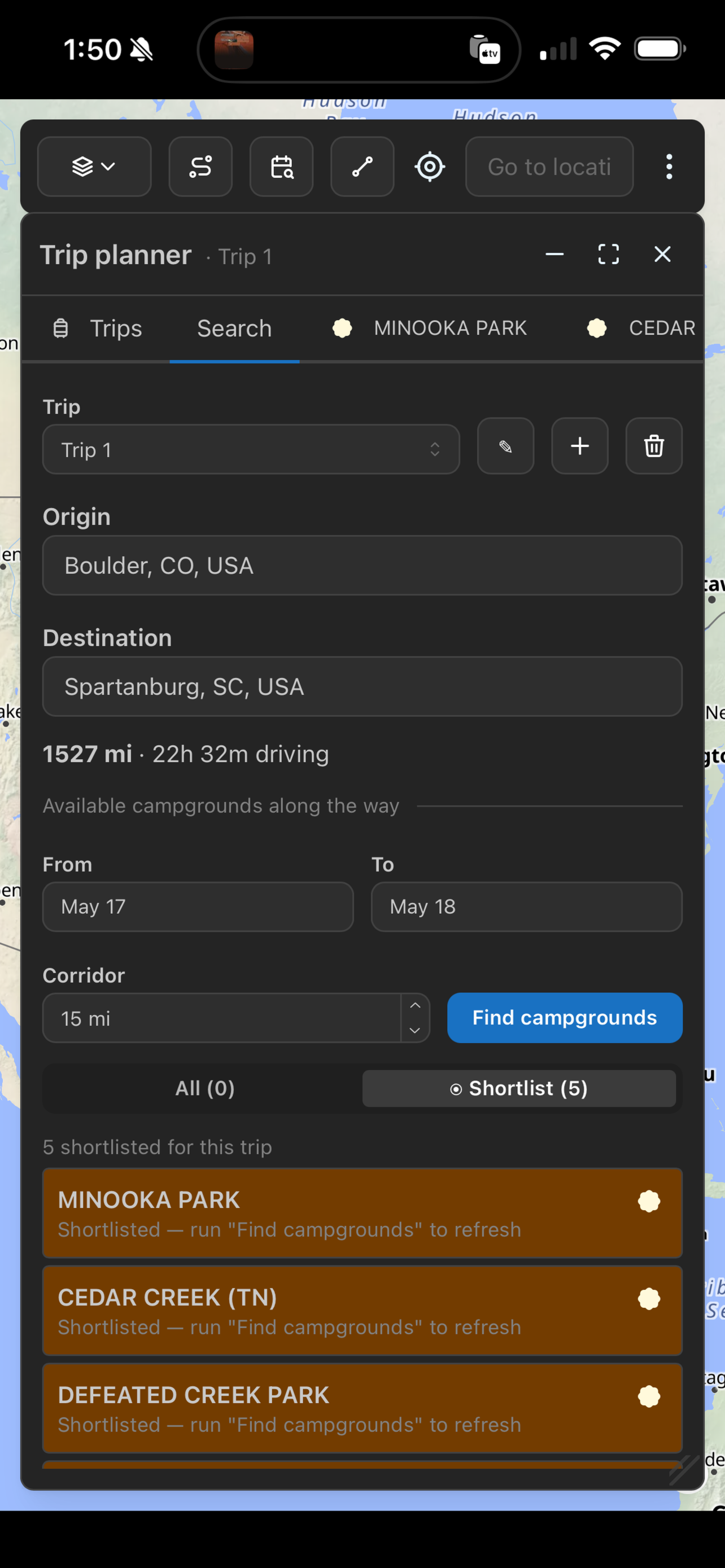Plan a trip — Campound screenshot
